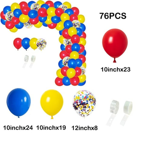 Carnival Circus Balloon Garland Arch Kit Red Blue Yellow Confetti