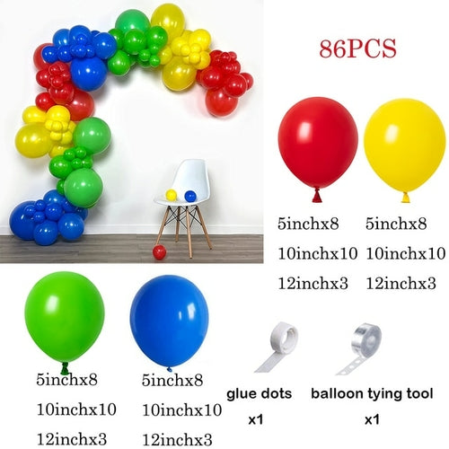 Carnival Circus Balloon Garland Arch Kit Red Blue Yellow Confetti