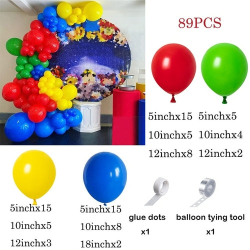 Carnival Circus Balloon Garland Arch Kit Red Blue Yellow Confetti