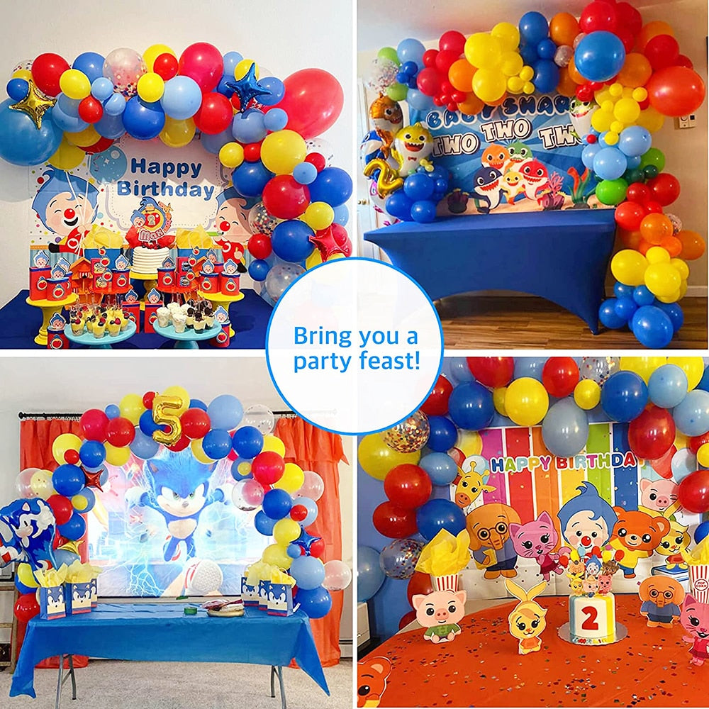 Carnival Circus Balloon Garland Arch Kit Red Blue Yellow Confetti