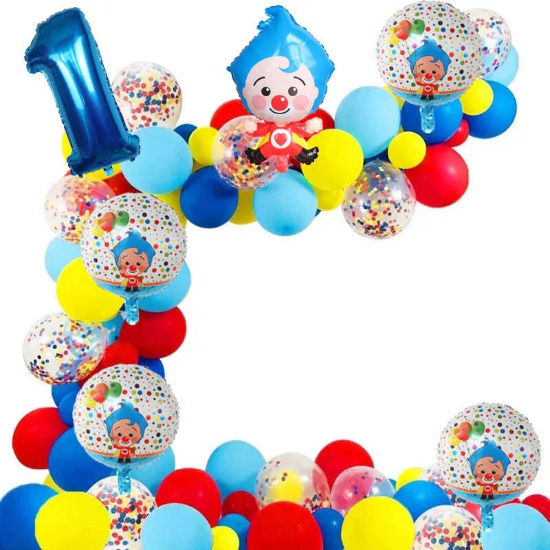 98pcs/Set Cartoon Clown Arch Garland Kit Foil Number Balloons Latex