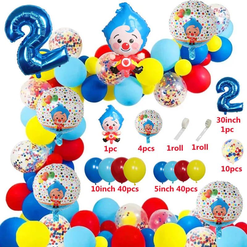 98pcs/Set Cartoon Clown Arch Garland Kit Foil Number Balloons Latex