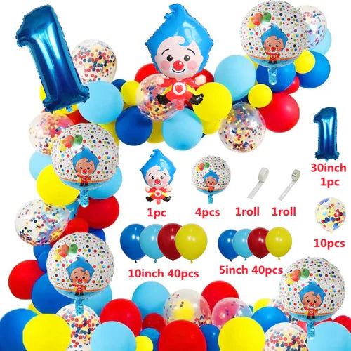 98pcs/Set Cartoon Clown Arch Garland Kit Foil Number Balloons Latex