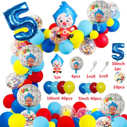 98pcs/Set Cartoon Clown Arch Garland Kit Foil Number Balloons Latex