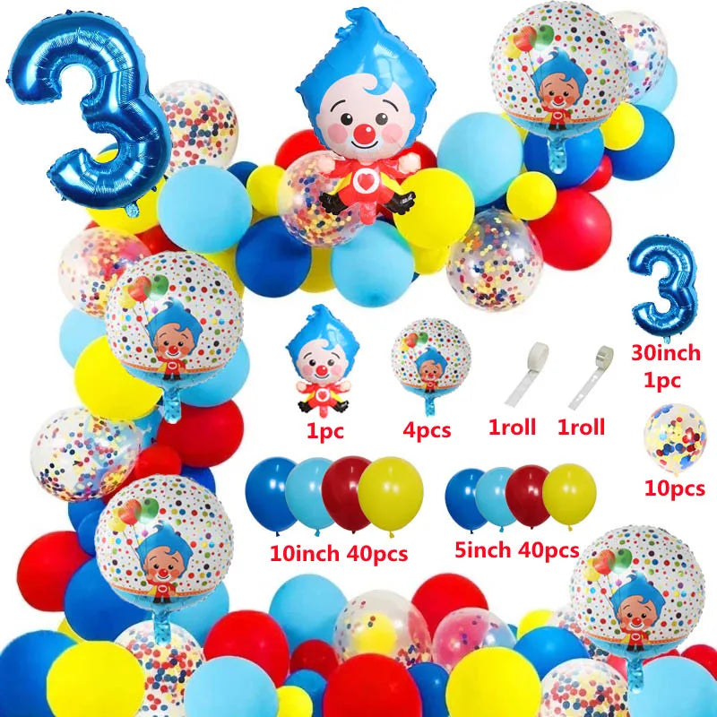 98pcs/Set Cartoon Clown Arch Garland Kit Foil Number Balloons Latex