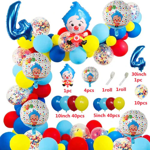 98pcs/Set Cartoon Clown Arch Garland Kit Foil Number Balloons Latex