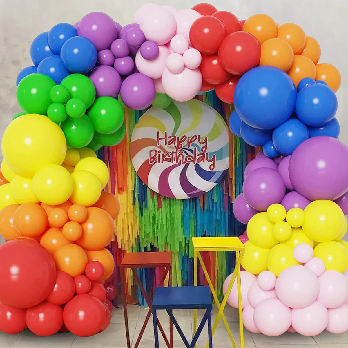 Colorful Rainbow Balloon Garland Arch Kit Multicolor Latex Ballons