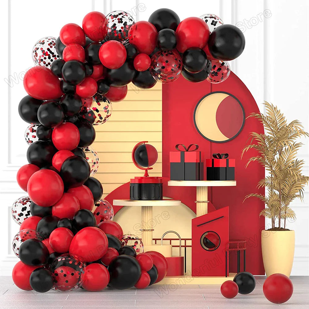 Red Balloon Garland Arch Kit Black Red Confetti Balloons Wedding