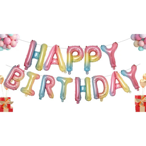 13pcs Birthday Balloon Rose Gold Color Foil Letter Balloons set Happy