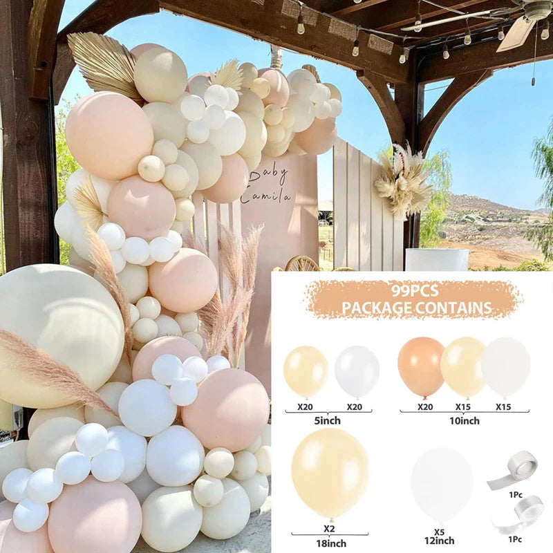 Apricot Coffee Brown Balloons Garland Arch Kit Wedding Birthday Party