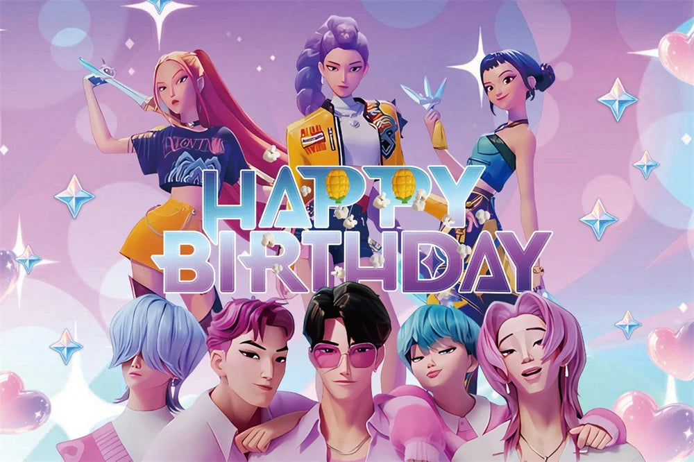 K-Pop Birthday Party Decorations Purple Balloon Garland Kit with Foil