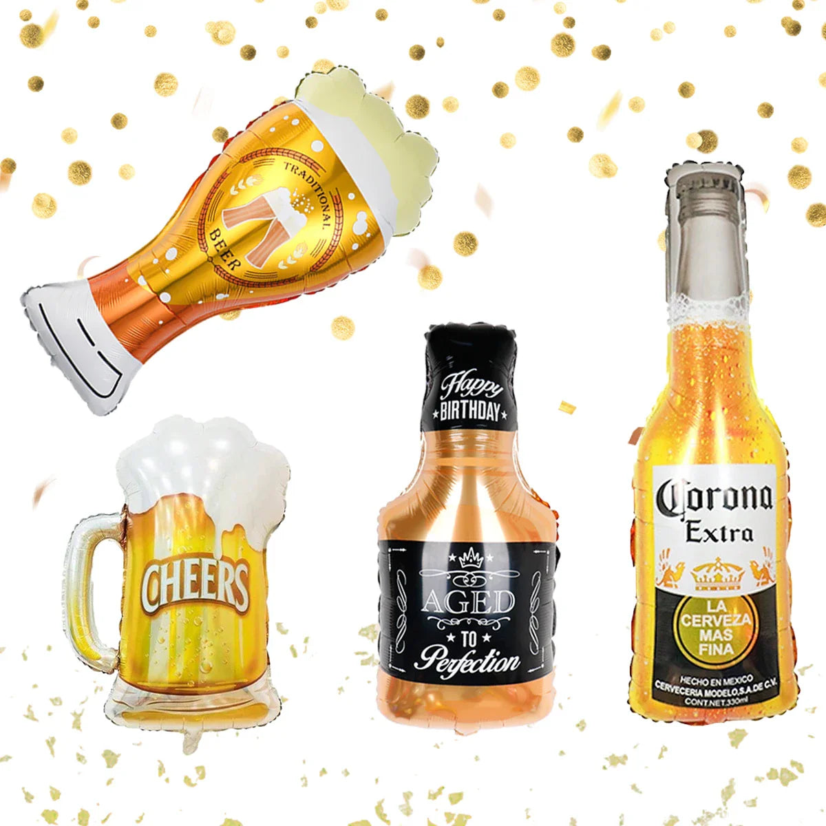 Whiskey beer bottle glass balloons, birthday party, Oktoberfest, bar,