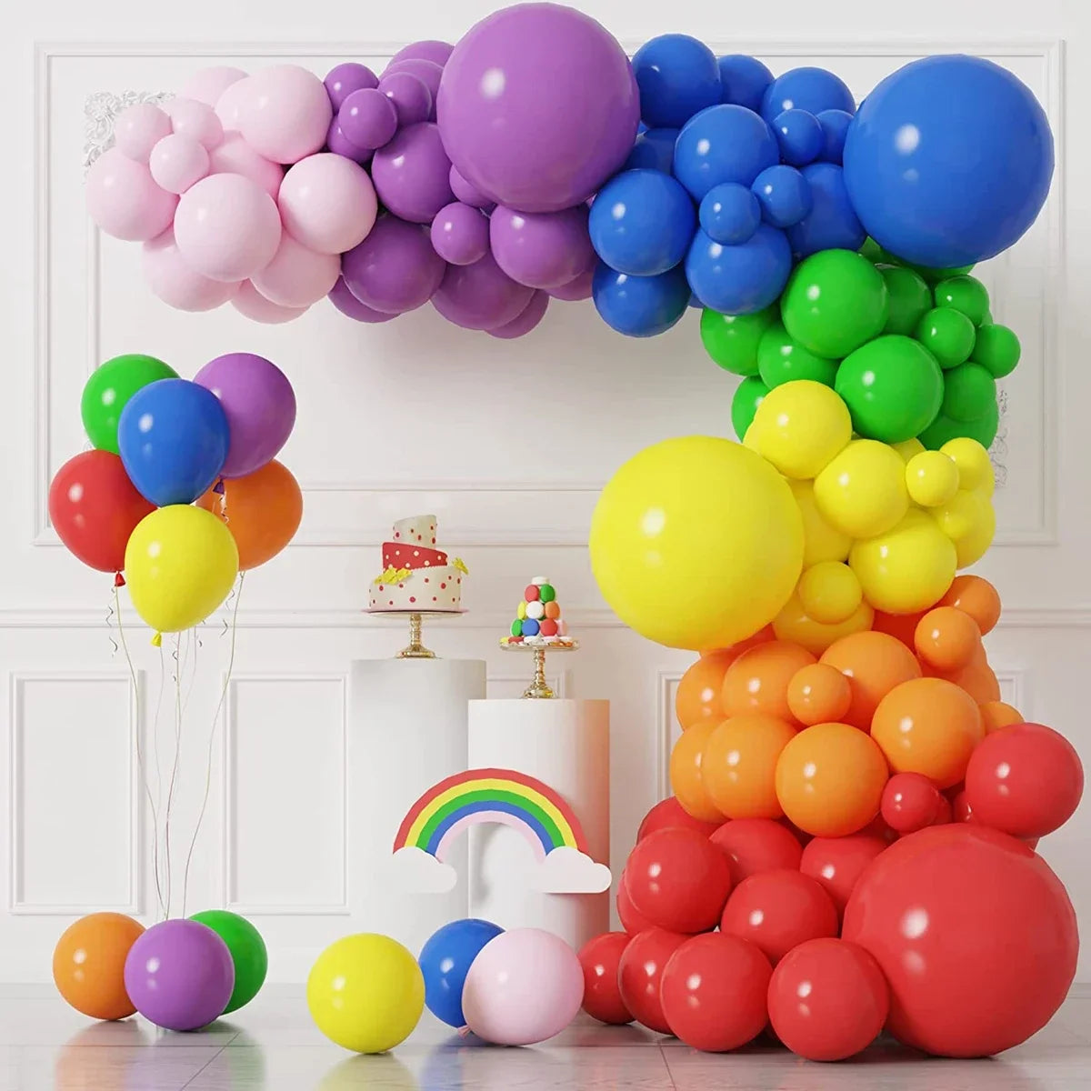Colorful Rainbow Balloon Garland Arch Kit Multicolor Latex Ballons
