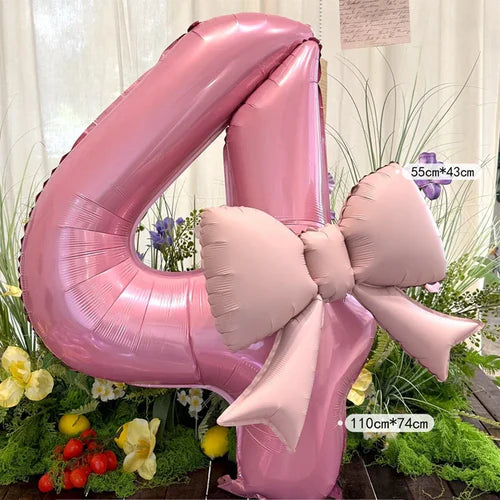 40inch Pink Digital Bowknot Bow Aluminum Foil Balloons for Girls