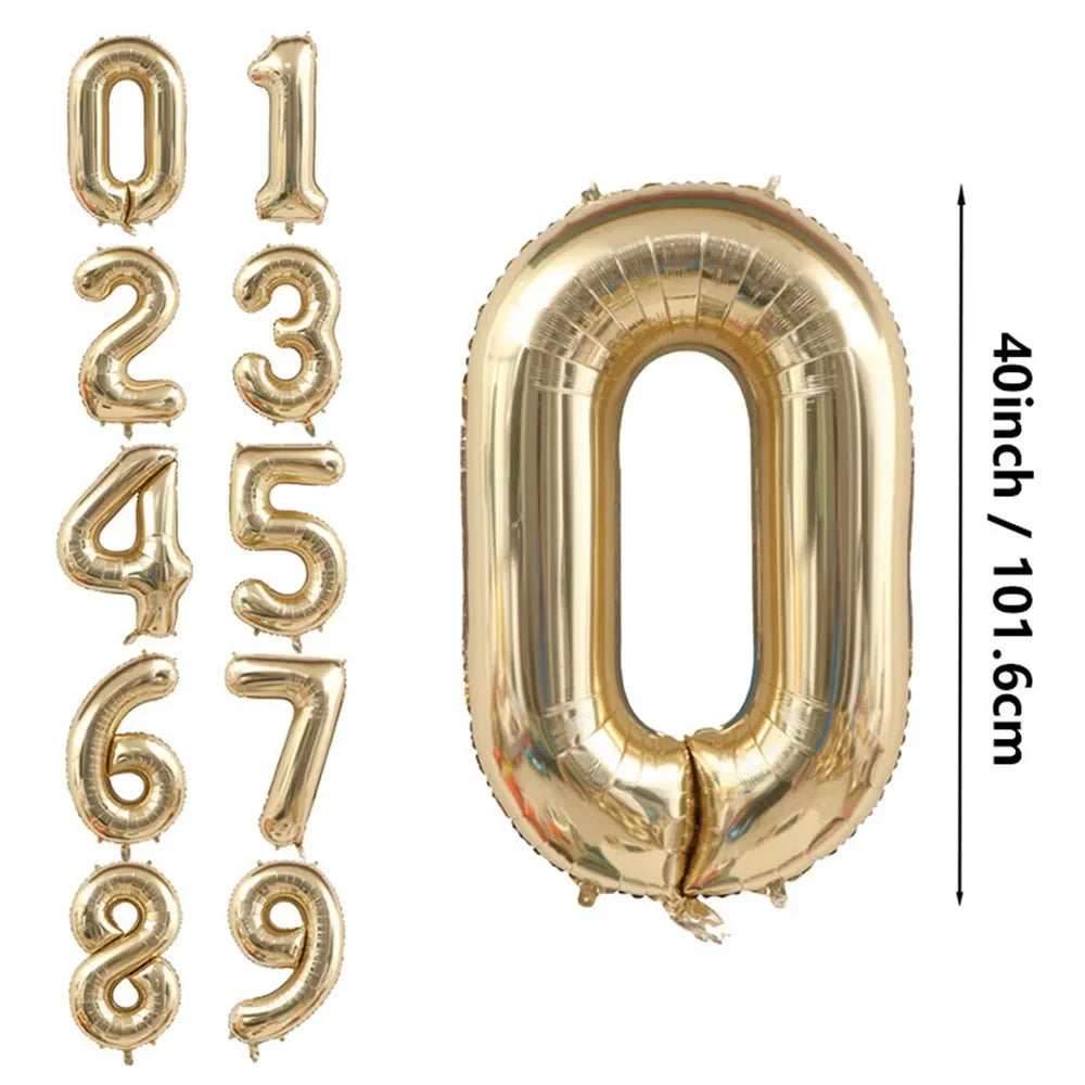 1PCS 40 inch large white gold light gold digital foil balloon for