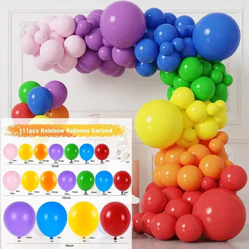 Colorful Rainbow Balloon Garland Arch Kit Multicolor Latex Ballons