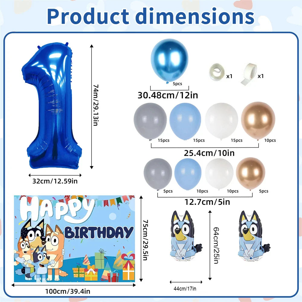 Bluey Birthday Party Decorations Balloon Garland Kit with Bluey Foil