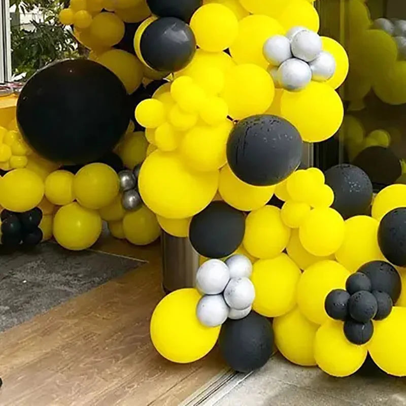 73pcs Black Yellow Silver Balloon Garland Arch Kit Wedding Birthday