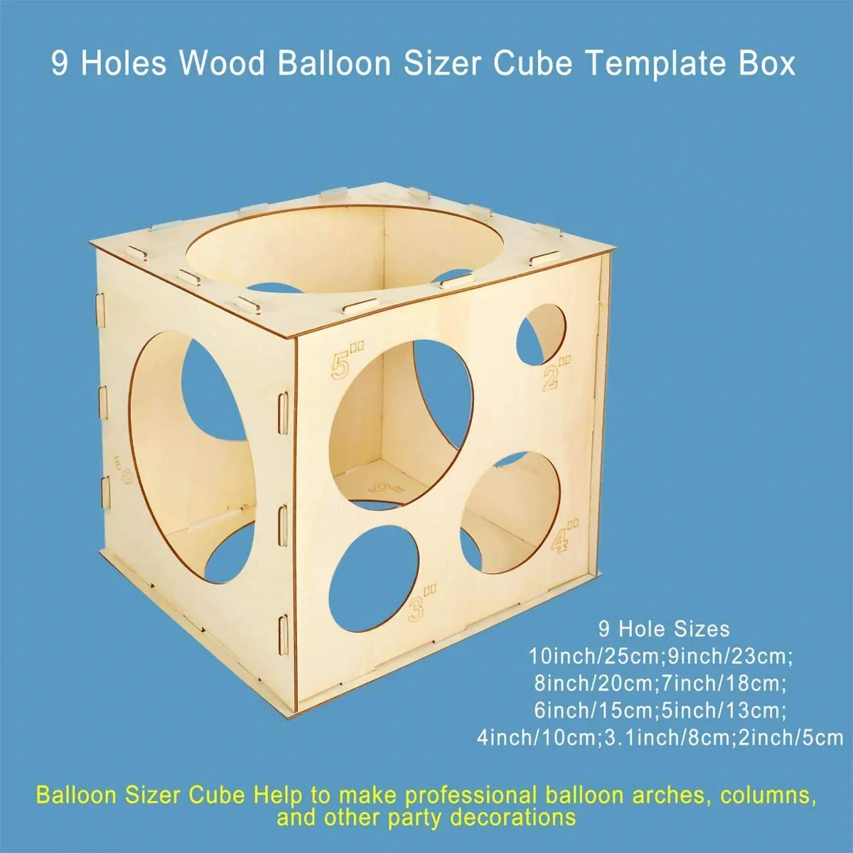 30cm Wood Balloon Sizer Cube Box Balloons Measuring box For Birthday