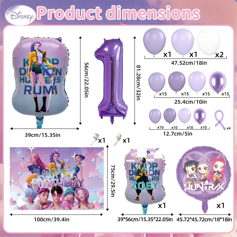 K-Pop Birthday Party Decorations Purple Balloon Garland Kit with Foil