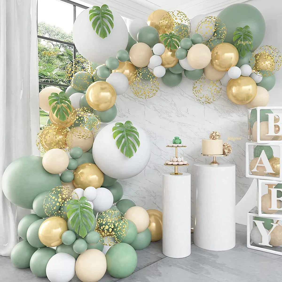 Green Balloon Garland Arch Kit Jungle Safari Party Baloon Birthday