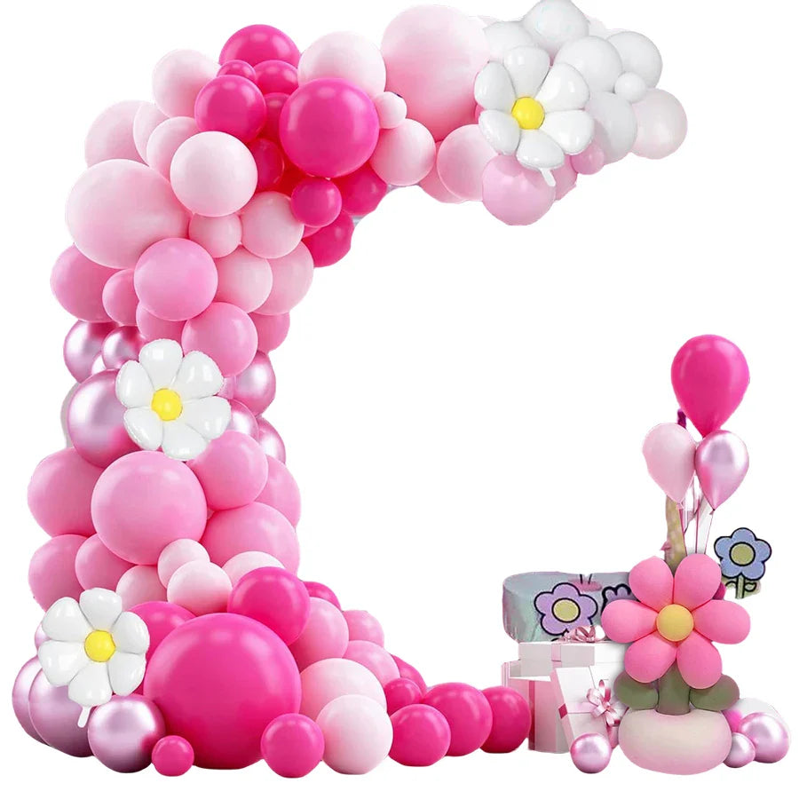 106 Pieces of Pink Love-Themed Balloon Decorations, Pink and White