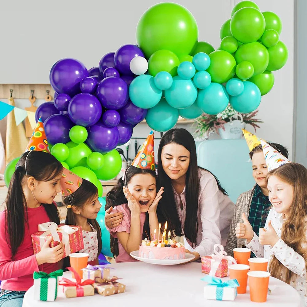 106Pcs Green Purple Balloons Arch Garland Kit Blue Latex Ballon Boys