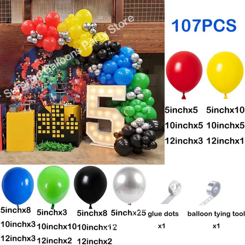 Red Green Christmas Balloons Garland Arch Kit Blue Yellow Ballon Set