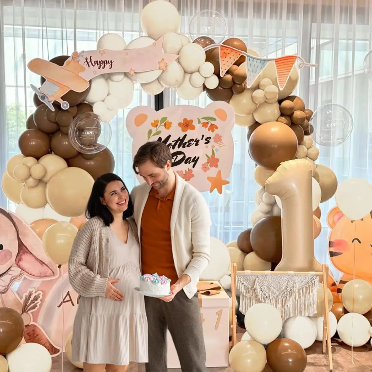 96Pcs Brown  Sand White Beige Balloons Garland Arch Kit for Woodland