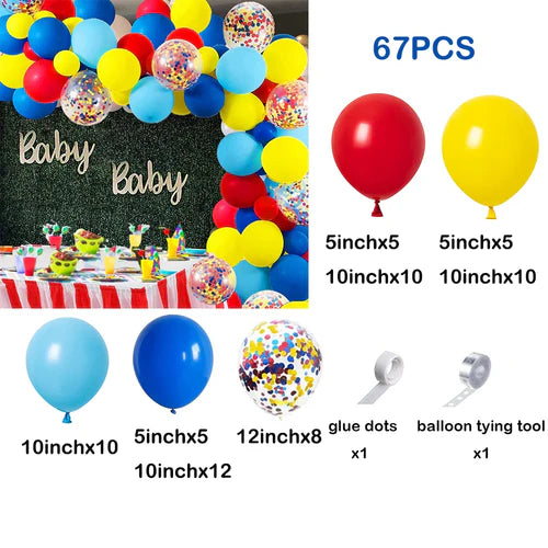 Red Green Christmas Balloons Garland Arch Kit Blue Yellow Ballon Set