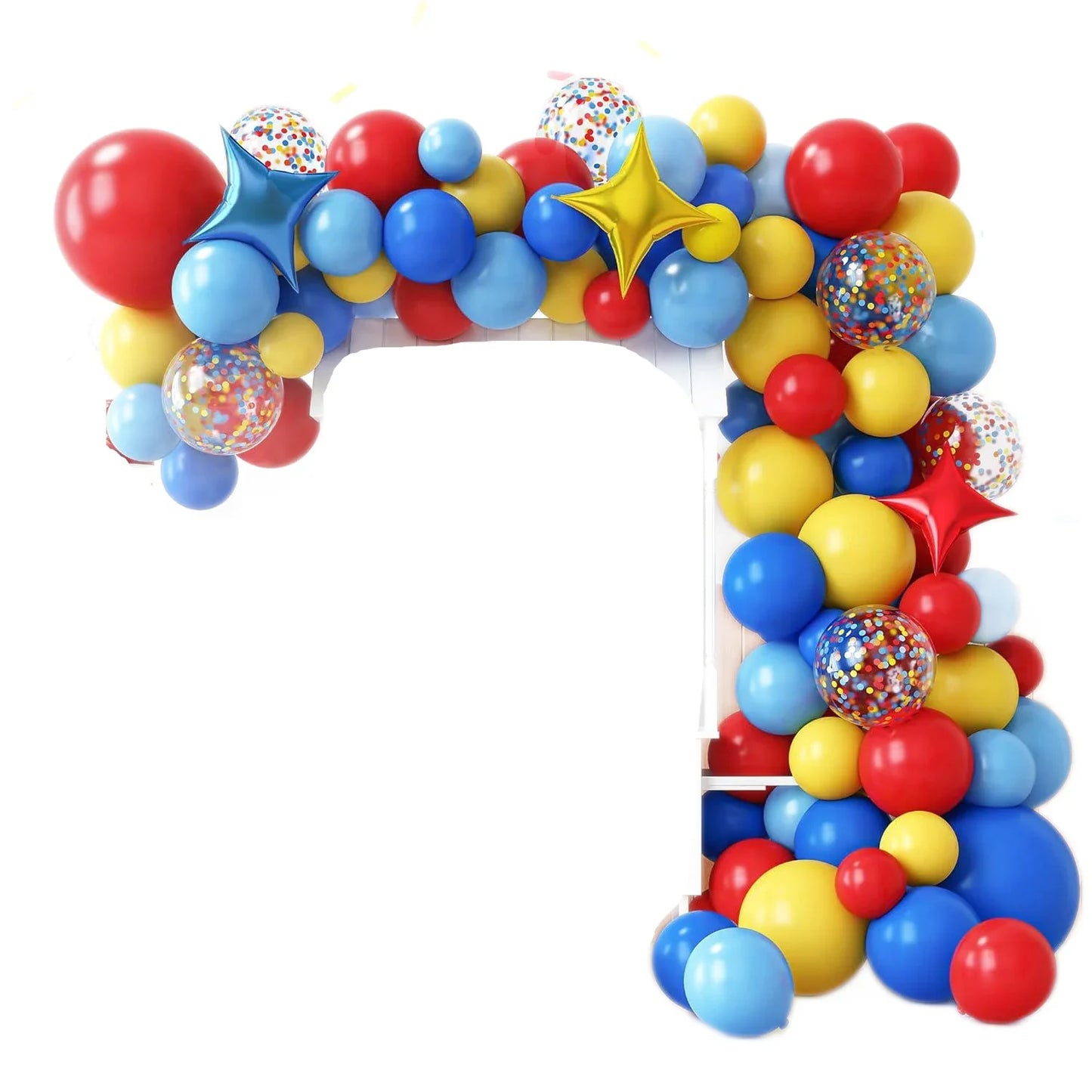Vibrant Carnival Balloon Garland Arch Kit - Red, Blue, Yellow &