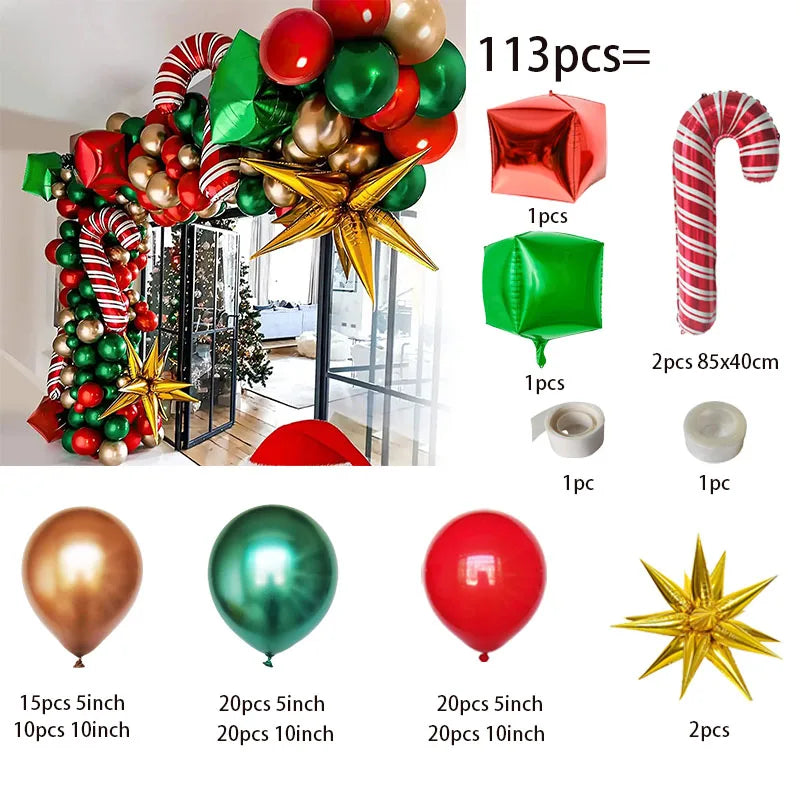 Red Green White Christmas Balloon Garland Arch Kit Xmas Christmas