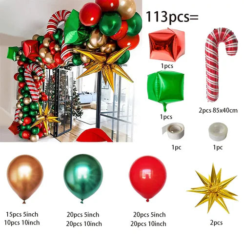 Red Green White Christmas Balloon Garland Arch Kit Xmas Christmas