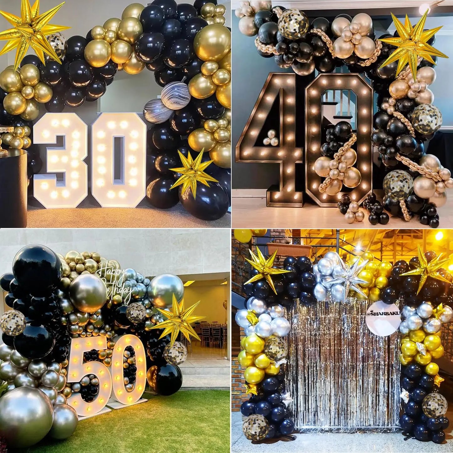137pcs Black and Gold Balloons Garland Arch Kit, for Birthday Party
