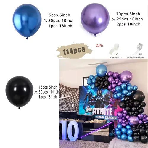 Black and Gold Balloons Garland Arch Kit with Starburst Foil Balloons