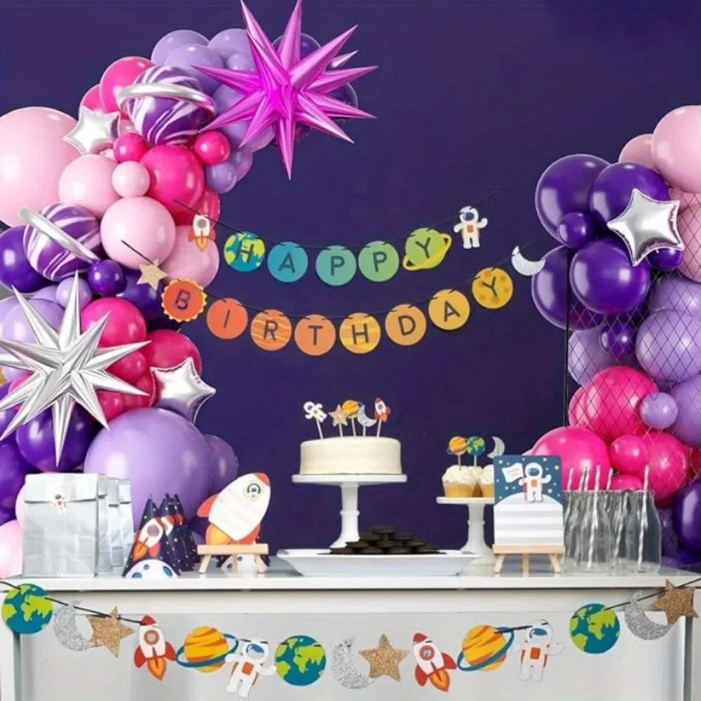 111Pcs Hot Pink Purple Latex Balloons Garland Arch Kit Indoor and