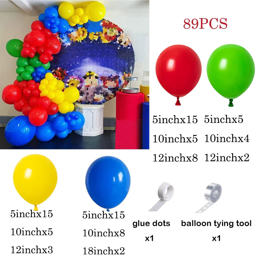 Red Green Christmas Balloons Garland Arch Kit Blue Yellow Ballon Set