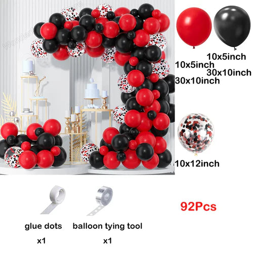 Red Balloon Garland Arch Kit Black Red Confetti Balloons Wedding