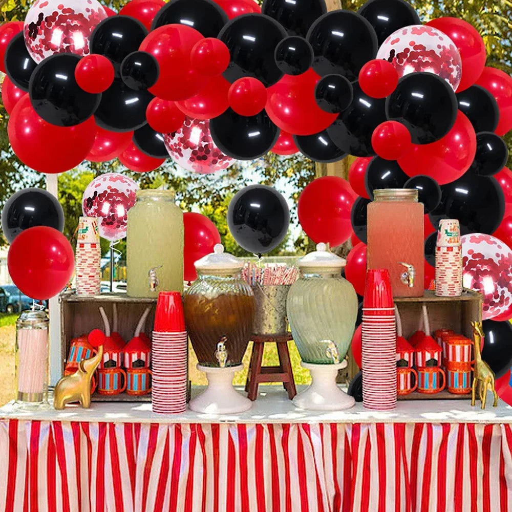 Red Balloon Garland Arch Kit Black Red Confetti Balloons Wedding