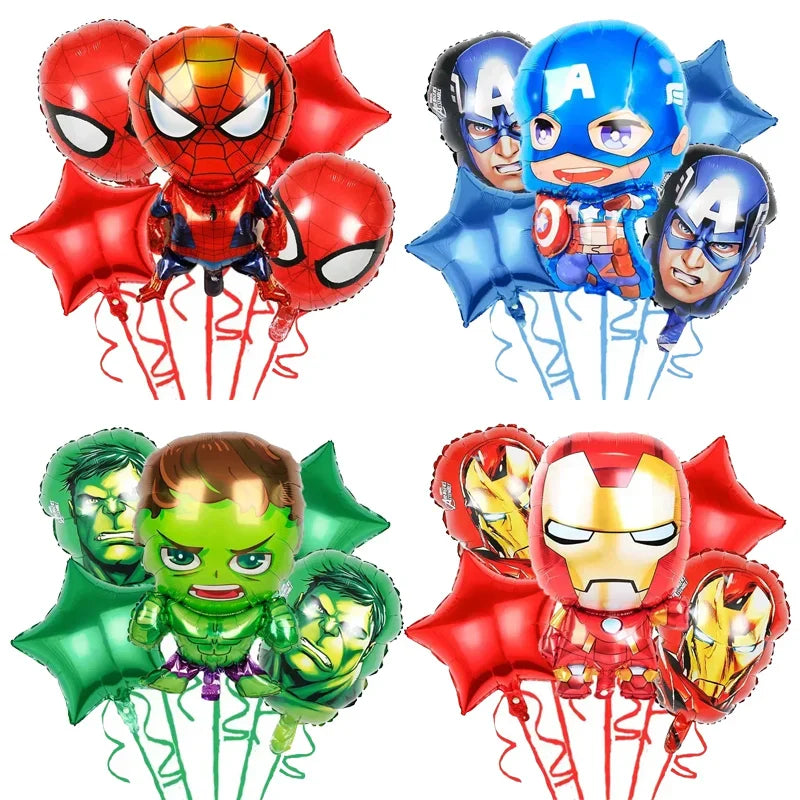 5pcs Children's Birthday Party Globos Decoration Avengers Theme Iron