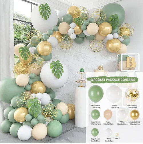 Green Balloon Garland Arch Kit Jungle Safari Party Baloon Birthday