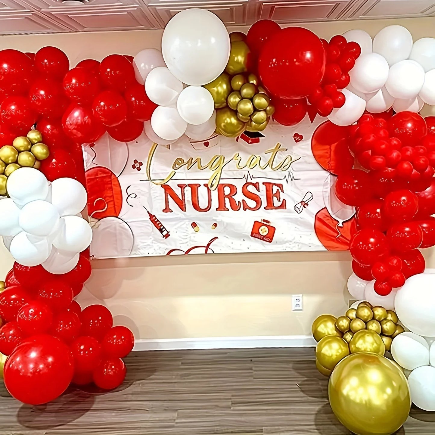 105pcs/Set Red & Gold Balloon Garland Arch Kit for