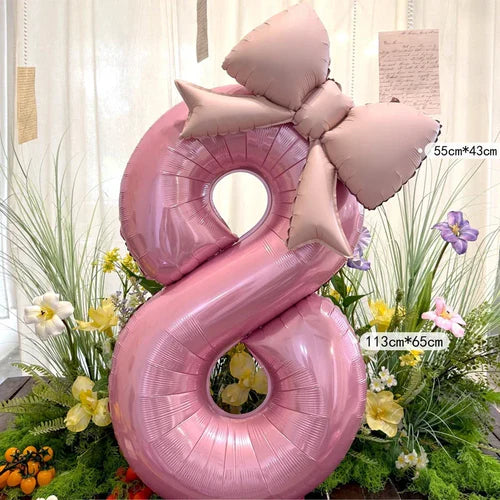 40inch Pink Digital Bowknot Bow Aluminum Foil Balloons for Girls
