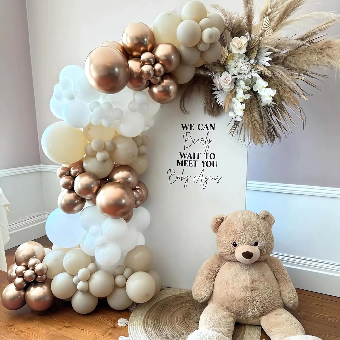 152pcs White Sand Metallic Balloons Garland Kit - Champagne Gold &