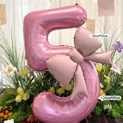 40inch Pink Digital Bowknot Bow Aluminum Foil Balloons for Girls