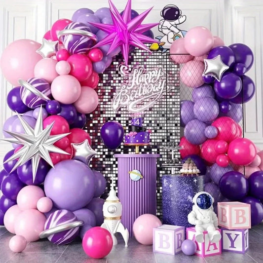111Pcs Hot Pink Purple Latex Balloons Garland Arch Kit Indoor and