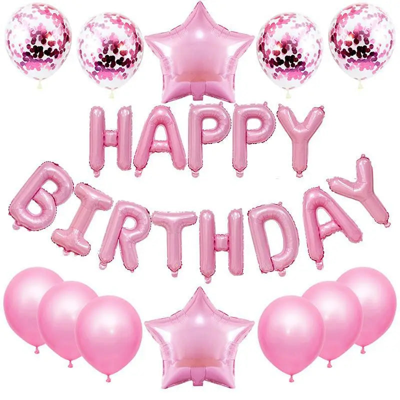 25pcs/set Happy Birthday Balloons Set Foil Letter Balloon Garland