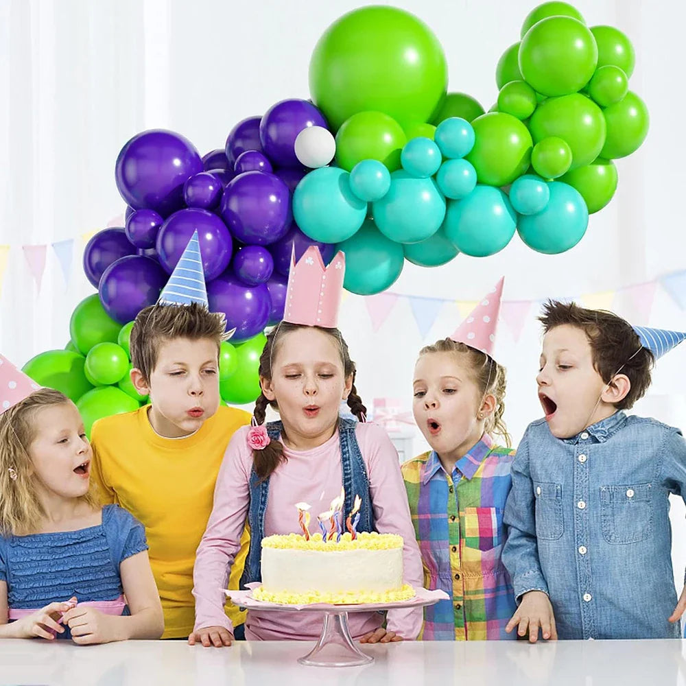 106Pcs Green Purple Balloons Arch Garland Kit Blue Latex Ballon Boys