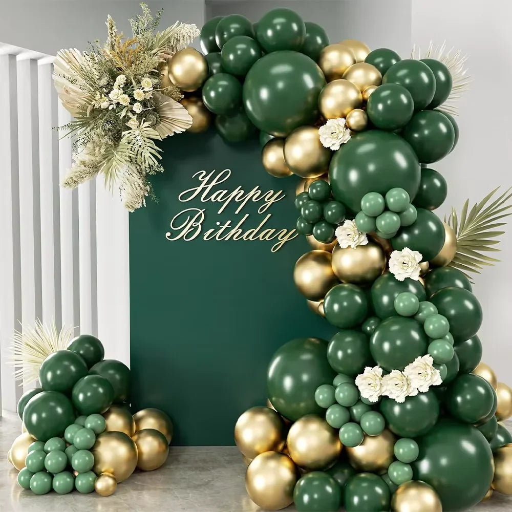 99 pcs Balloons Garland Arch Kit with Green Gold Balloons for Spring