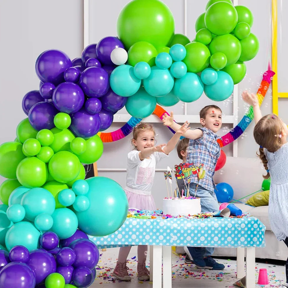 106Pcs Green Purple Balloons Arch Garland Kit Blue Latex Ballon Boys